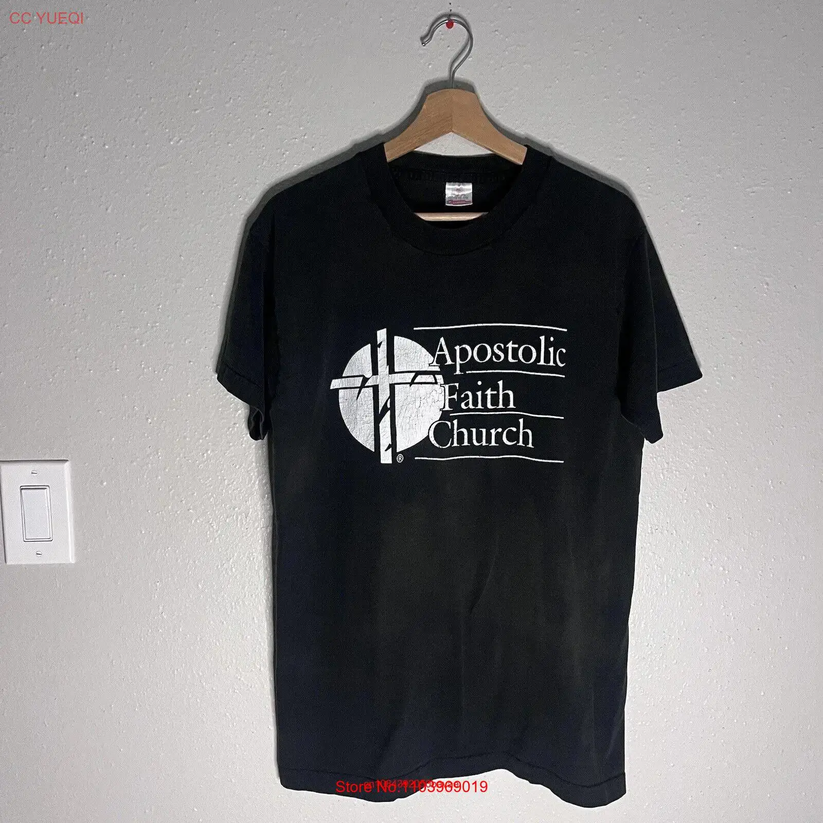 Винтажная Мужская футболка 90-х с изображением Иисуса Христа Размер L гранж черный