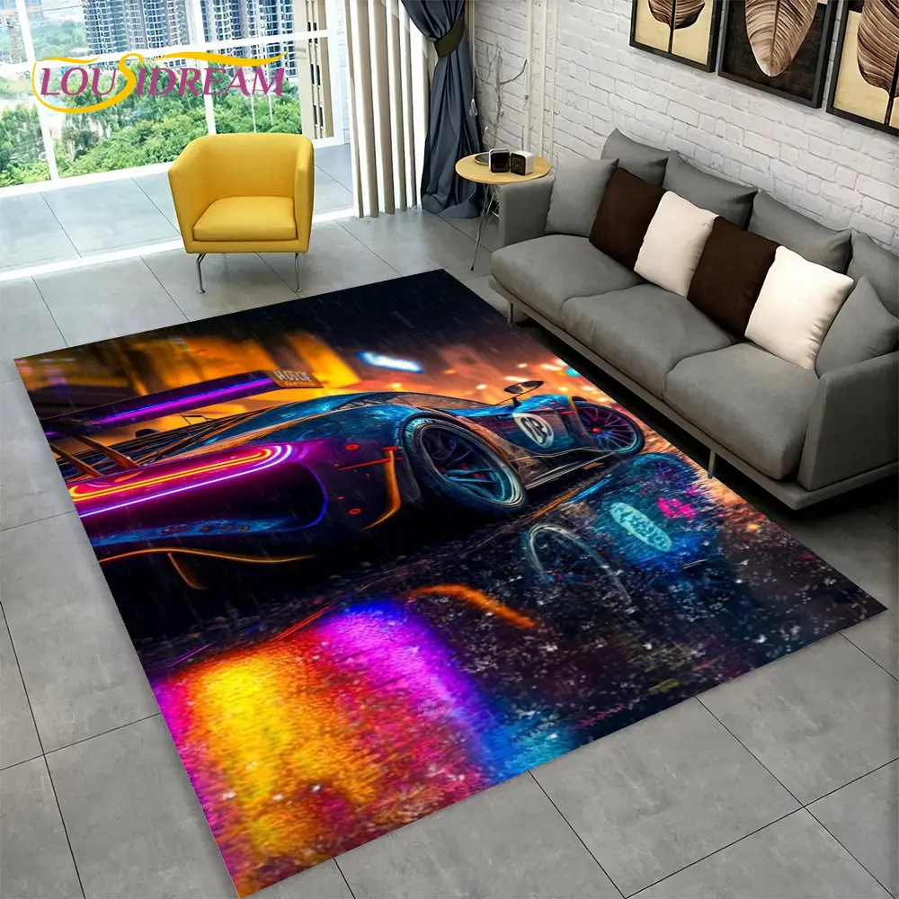 

Racing sports Car Area Rug Large,Carpet Rug for Home Living Room Bedroom Sofa Doormat Decor,Kid Paly Kitchen Non-slip Floor Mat