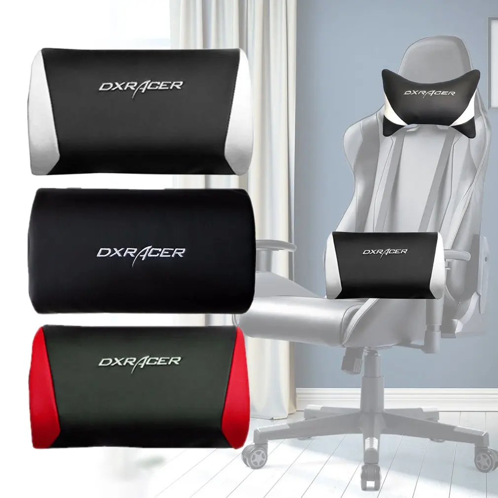 

Leather Lumbar Support Cushion Car Back Massage Pillow & Headrest For Car Seat Gaming Chair Waist Support Pillows