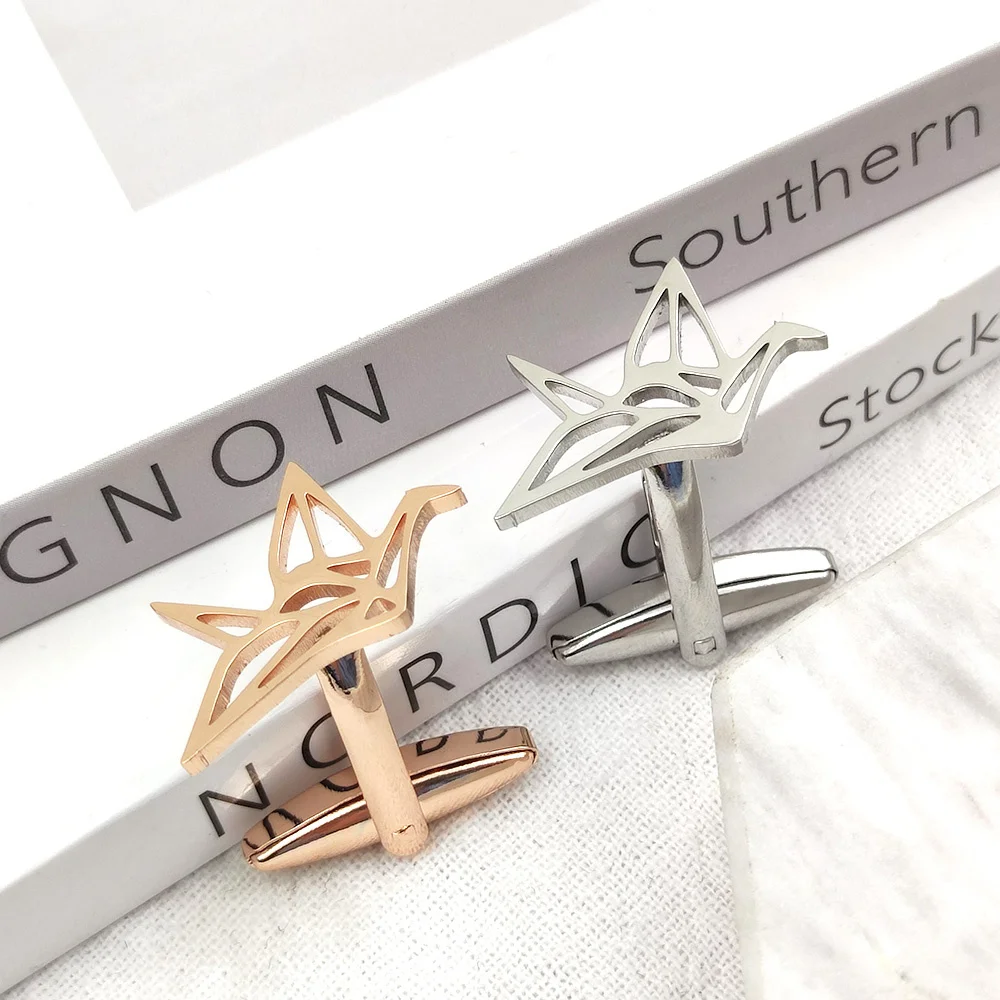 

Милые запонки из нержавеющей стали в японском стиле для женщин и мужчин, модные запонки с изображением животных в стиле оригами, лучший пода...