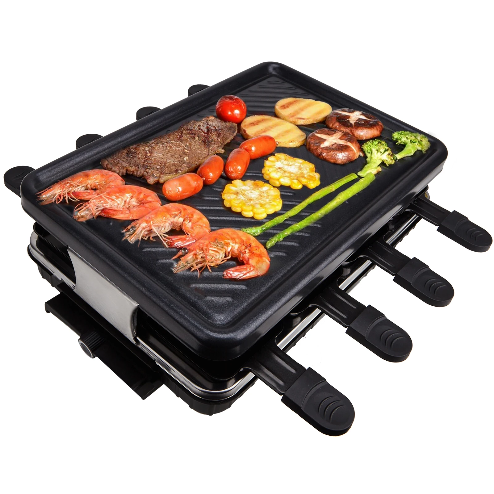 table grill electric korean bbq grill indoor cheese raclette for 8 person non stick surface temperature control dishwasher safe free global shipping