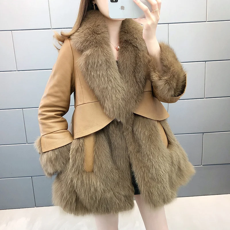 Fashion Thickened Motorcycle Jacket Autumn And Winter 2022 New Splice Slim Versatile Medium Length Faux Fur Coat Women's Trend