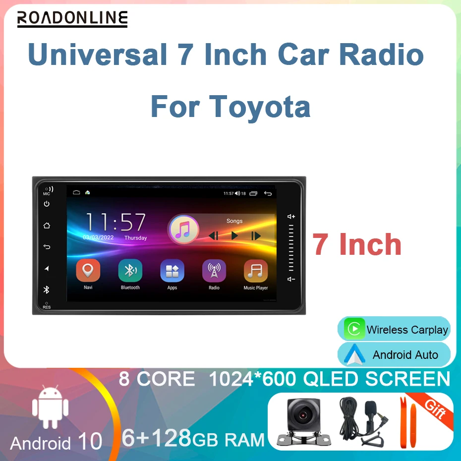 

Универсальный 7-дюймовый автомобильный радиоприемник Android 10,0 для Toyota, мультимедийный видеоплеер WIFI IPS RDS DSP GPS навигация, головное устройство ...