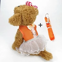 cute dog sandwich breathable dress dog skirt traction chest harness dog accessories dog leash and collar set harness fashion