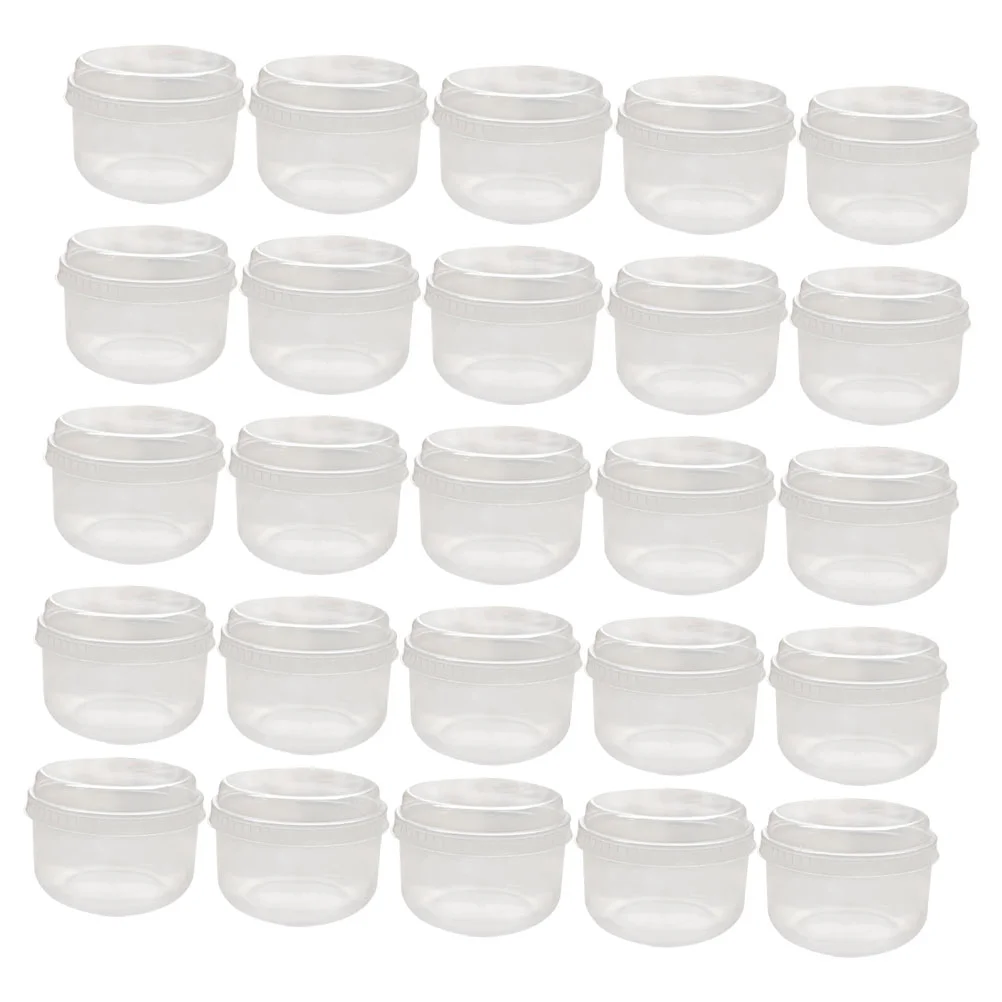 

50 Sets Chubby Pudding Cups Plastic Food Containers Glass Yogurt Jars Lids Oven