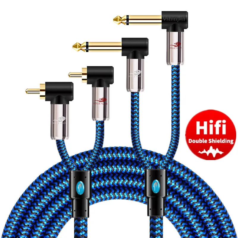 Hifi Audio Cable 2 RCA to Dual 6.35mm Jack 1/4'' TS Mono Male for Mixer Amplifier Speaker 1/4 to RCA OFC Shielded Cords 1M 2M 3M