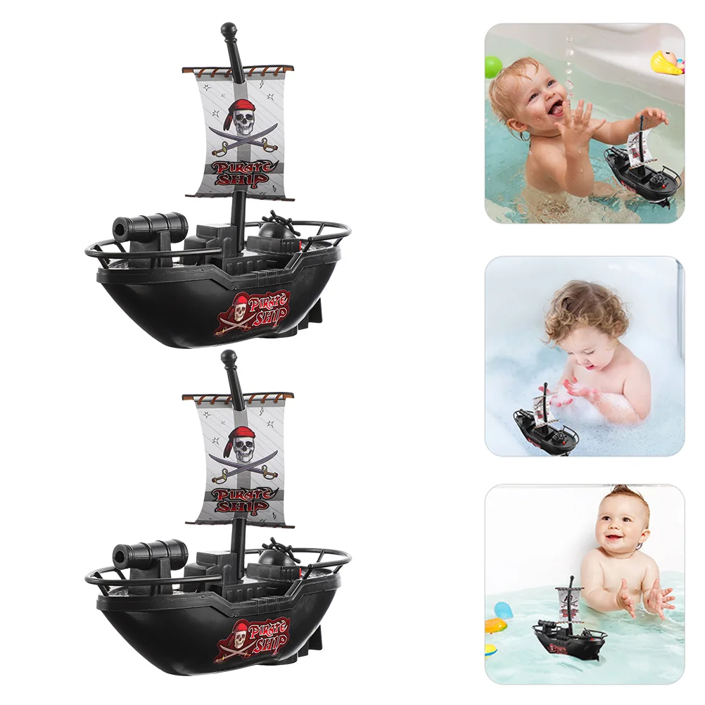

2 Pcs Toy Boat Floating Bath Diving Pool Toys Kids Bathtub Toddler Shower Time Pirate Electric Ship Models