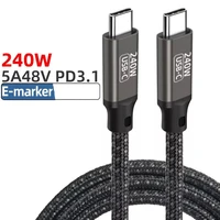 cable usb type c 100w 240w nylon braided fast charging data line for xiaomi samsung mobile phones macbook ipad pro 2021 huawei