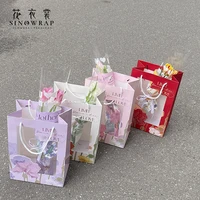sinowrap 2022 new arrival 1pc foldable flower carrying bag flowers wrapping bag luxury flower wrapping box good anniversary gift