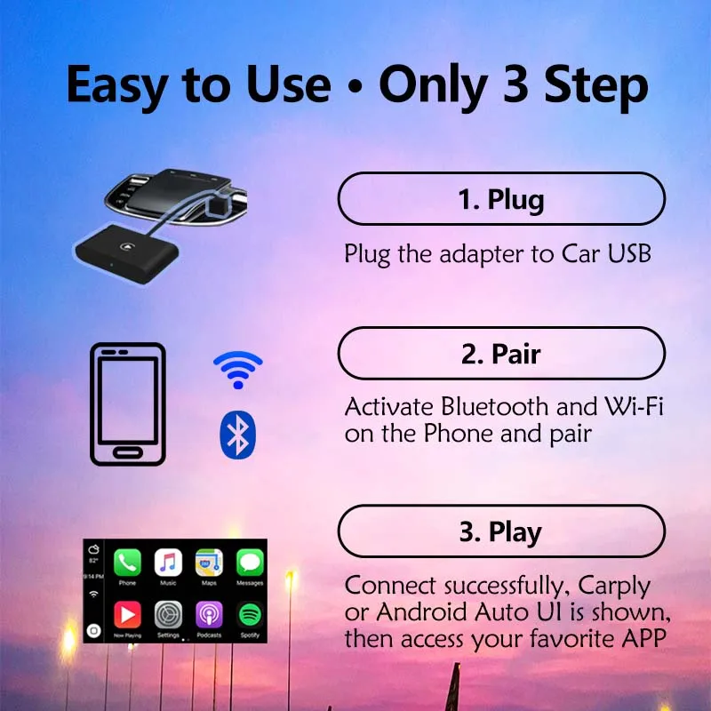 Проводной к беспроводному адаптеру CarPlay Android Auto Smart Dongle 2in1 Mini Box Быстрое