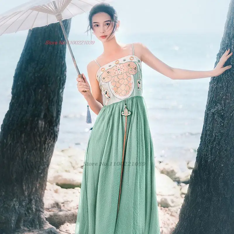 

Женское шифоновое платье hanfu с вышивкой в виде цветов