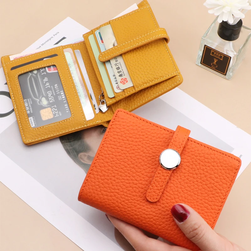 

Small Genuine Leather Wallet Women Luxury Brand Famous Mini Women Wallets and Purses Hasp Short Coin Purse Leather Card Holrder