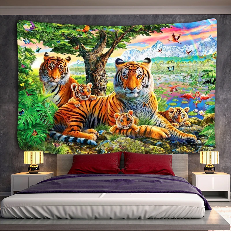 

Tiger Tapestry Animal Tapestry Wall Hanging Wall Rugs Dorm Decor Client Room Wall Art Home Decoration