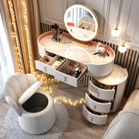 Vanity Desk Modern Dresser Table LED Mirros Household Bedroom Dressing Table Density Board Makeup Table with Mirror Furniture