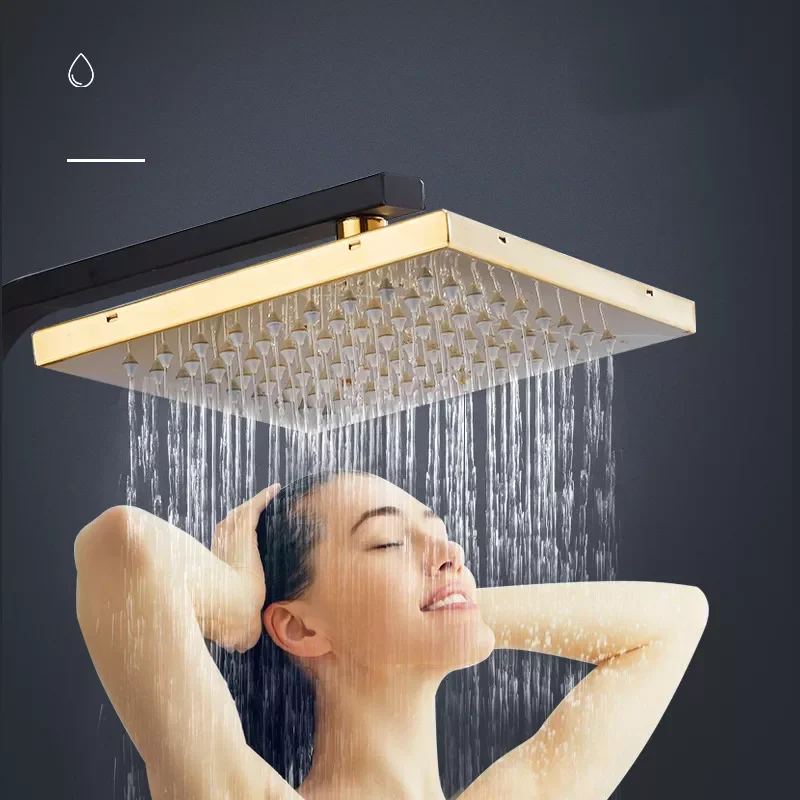 

Black Gold Shower Faucet Set Rainfall High Quality Shower Mixer Tap Bathtub Shower Mixer Tap 4-way with Bidet