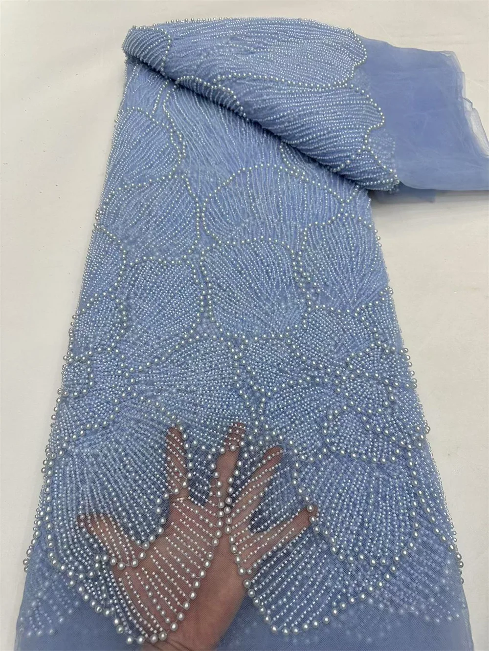 Роскошная кружевная ткань с бисером 5 ярдов высокое качество 2024 африканская для