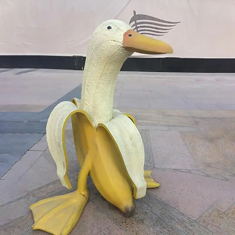 

Banana Duck Creative Garden Decoration Sculptures Yard Vintage Ornament Home Statues Cute Whimsical Peeled Banana Duck Crafts