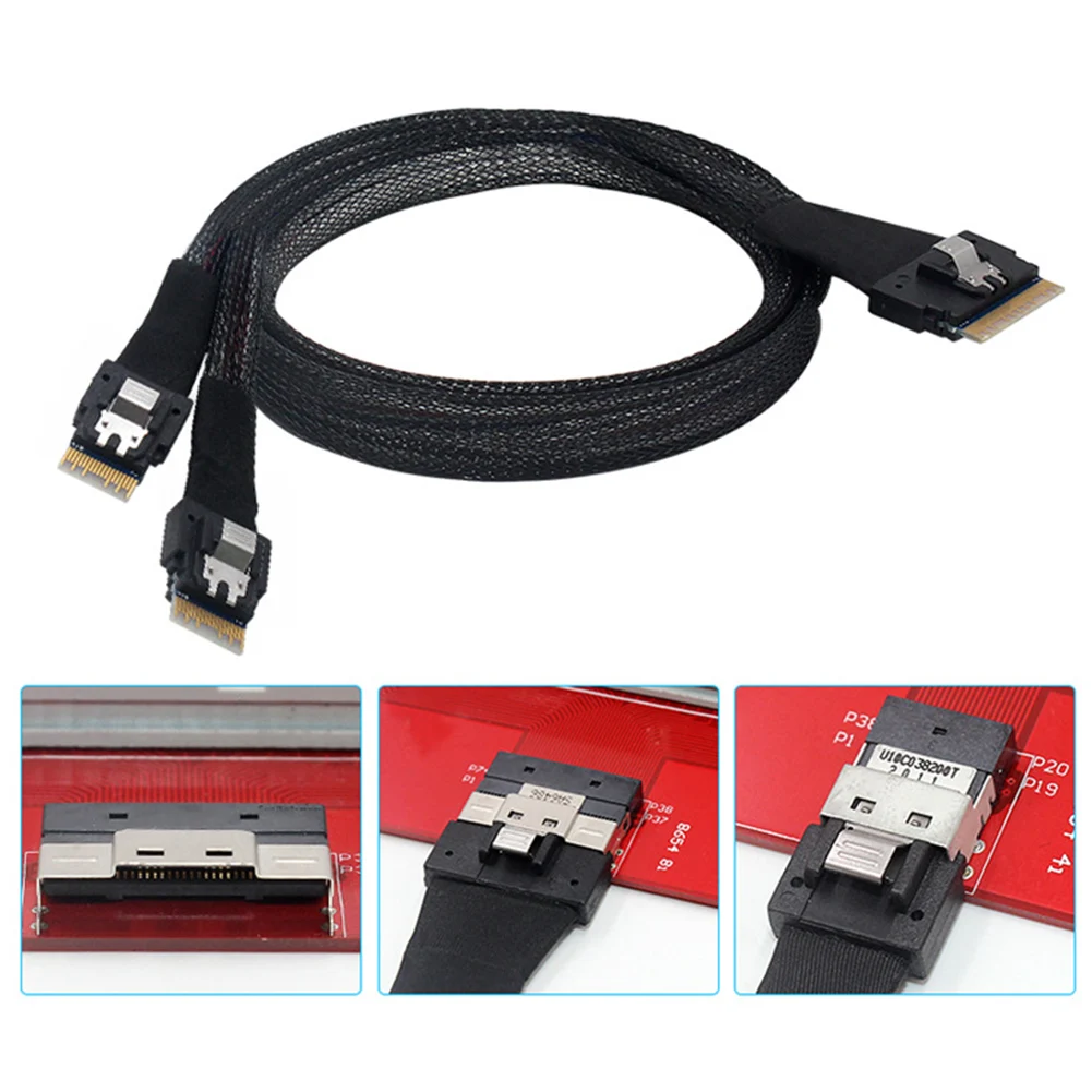 

Mini SAS Cable Professional SAS 4.0 SFF-8654 8i 74 Pin to 2 SFF-8654 4i 38 Pin Hard Drive Data Cable 24Gbps