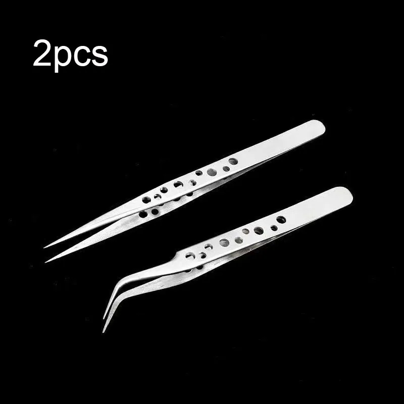 Промышленные пинцеты, электроника, антистатические, прецизионные, из нержавеющей стали, изогнутый прямой наконечник, ручные инструменты DlY, ремонт телефона JMNZ04