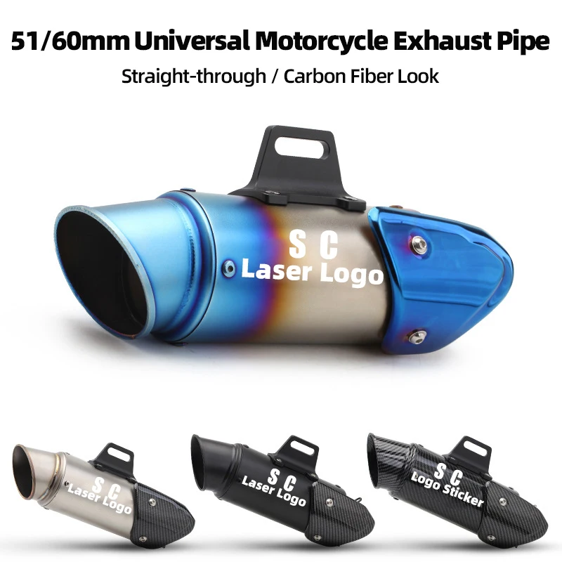 Универсальный мотоциклетный выхлопной глушитель sc труба 51/60 мм с защитной