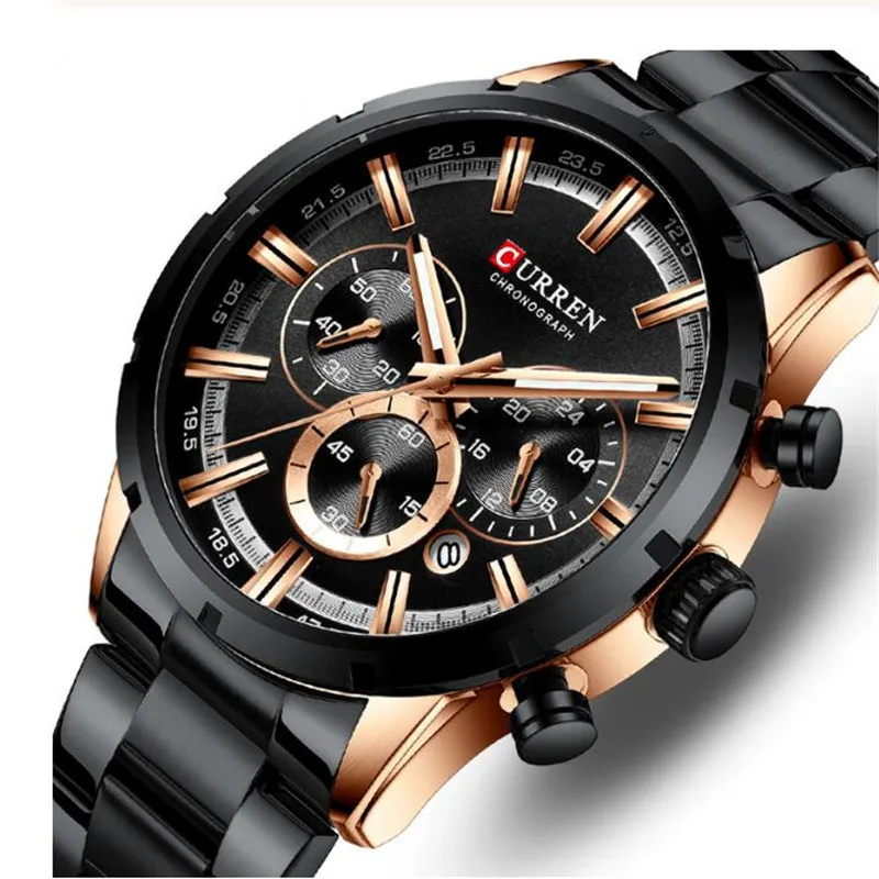 

Men Watch Top Brand Luxury Sports Quartz Mens Watches Full Steel Waterproof Chronograph Wristwatch Men Relogio Masculino 40#