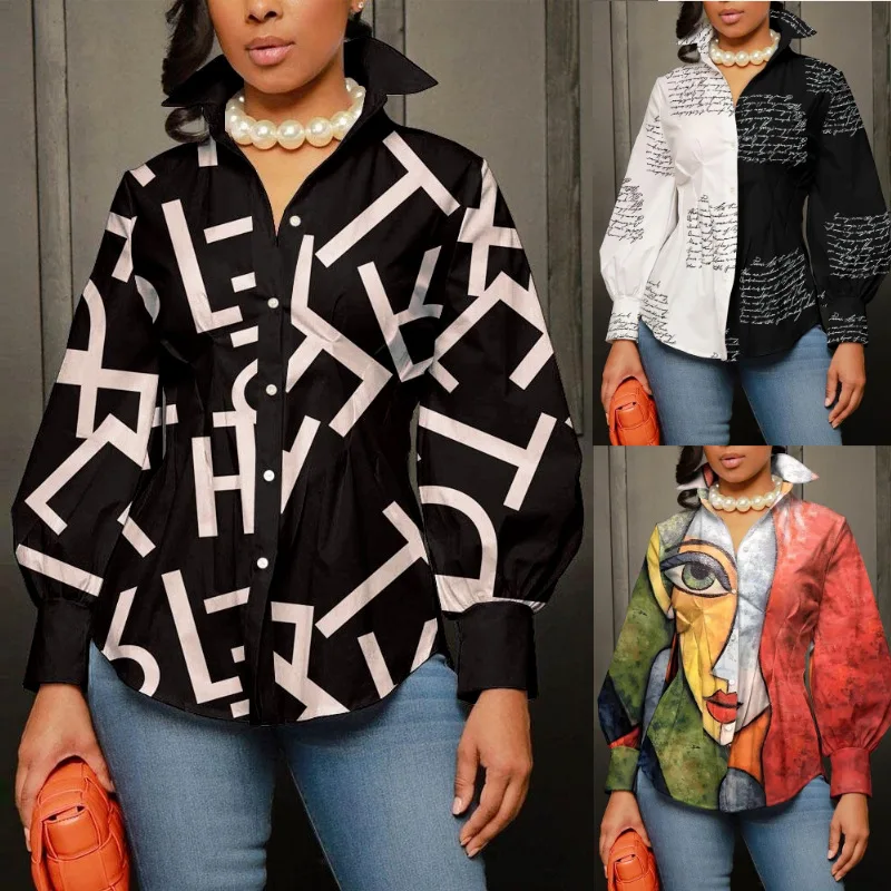 

T-shirt for Women Spring/Summer 2023 New Single-breasted Fashion Lapel Long Sleeve T Shirt Women Tops
