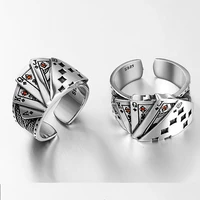 magic playing card chunky cubic vintage rings engraved adjustable ring for men women retro rings tibetan jewelry hip hop