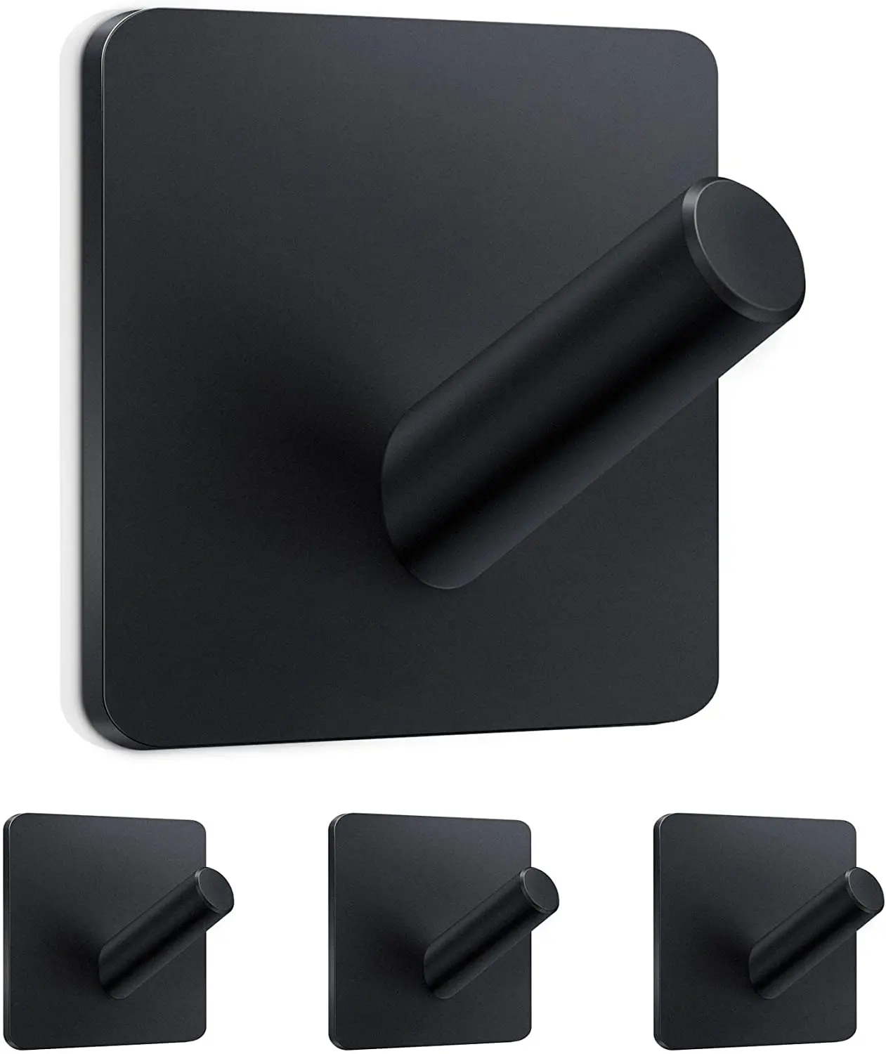 

Bath Towel Non-Punching Adhesive Hooks/Bathrooms Towel Holders Adhesive Wall Hooks for Bathrooms Stainless Steel Matte Black