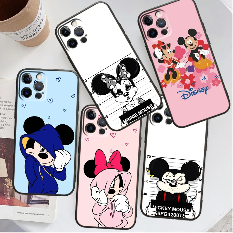 

Minnie Mickey mouse love Phone Case For Apple iPhone 14 13 12 11 SE XS XR X 7 8 6 Mini Plus Pro MAX 2020 Black Soft Cover
