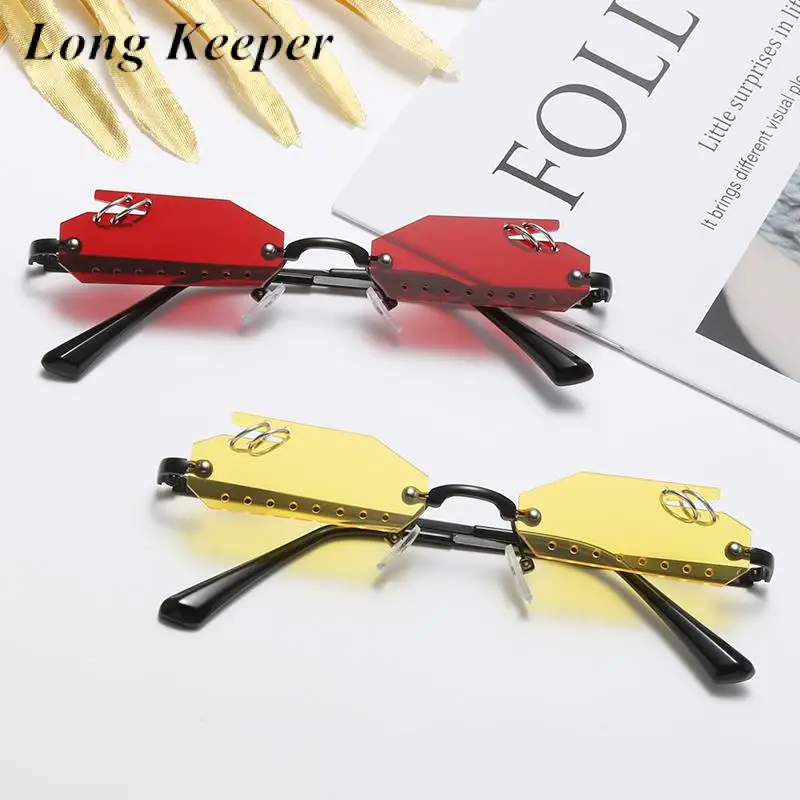

2022 Trendy Rimless Sunglasses Women Vintage Unique Hollow Steampunk Sunglasses Men Frameless Punk Glasses Shades UV400 Glasses