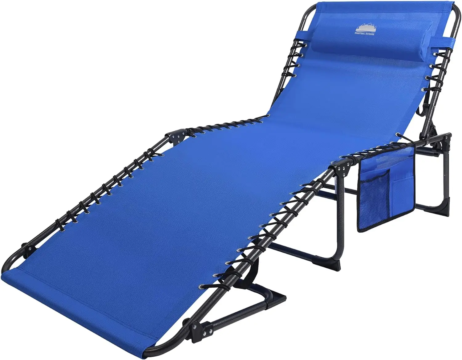 

Кресло складное 4-х позиционное с подушкой и карманами для пляжа, газона, бассейна, до 400 фунтов, бежевое (Mo