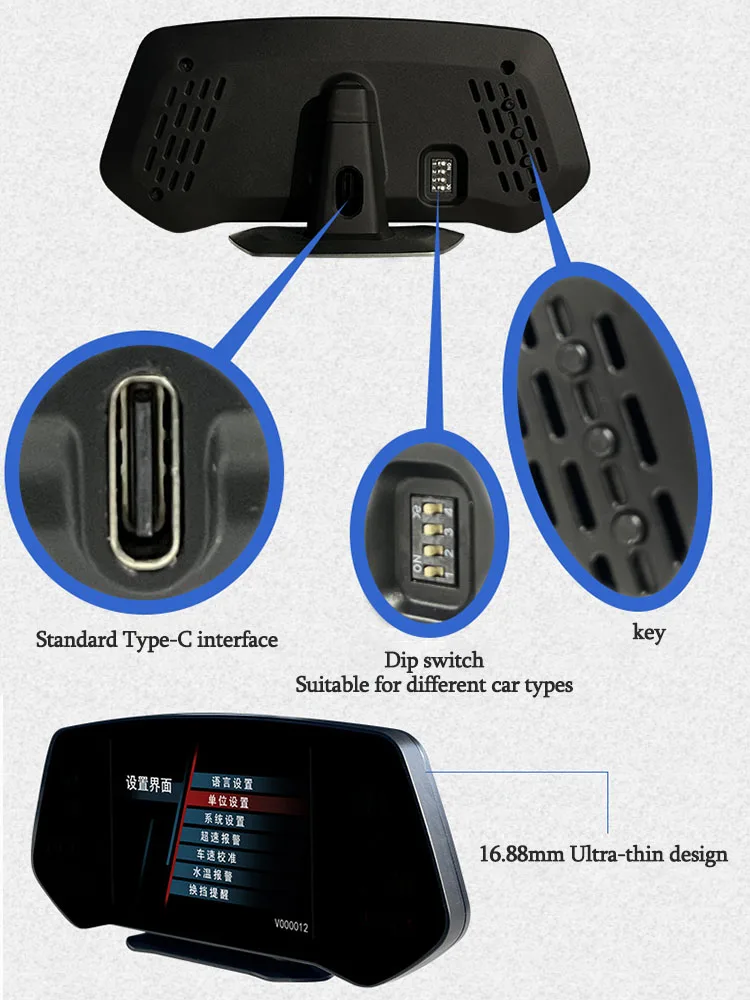 Автомобильная электроника OBD2 GPS-HUD Датчик Спидометр Турбо обороты Сигнализация