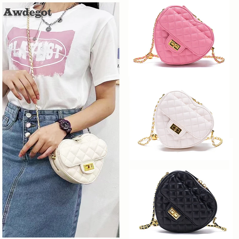 

Women Bag 2022 New Trend Crossbody Chain Shoulder Bag Heart Shape Mini Small Sling Purse Luxury Handbags Designer Bag Female