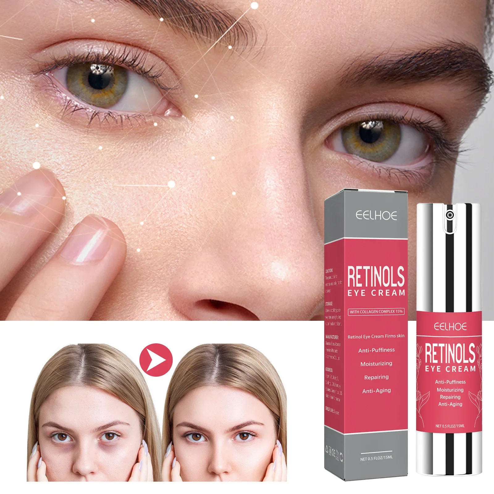 Крем для глаз Sdatter Eelhoe Retinol подтягивающий и мелкие линии вокруг мешки рыбий хвост