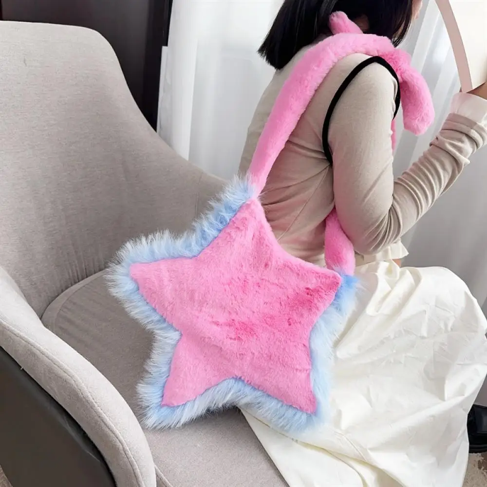 

Y2K Fashion Star Women Shoulder Bags Luxury Faux Fur Lady Crossbody Bag Casual Soft Plush Female Handbags Winter Big Purses 2023