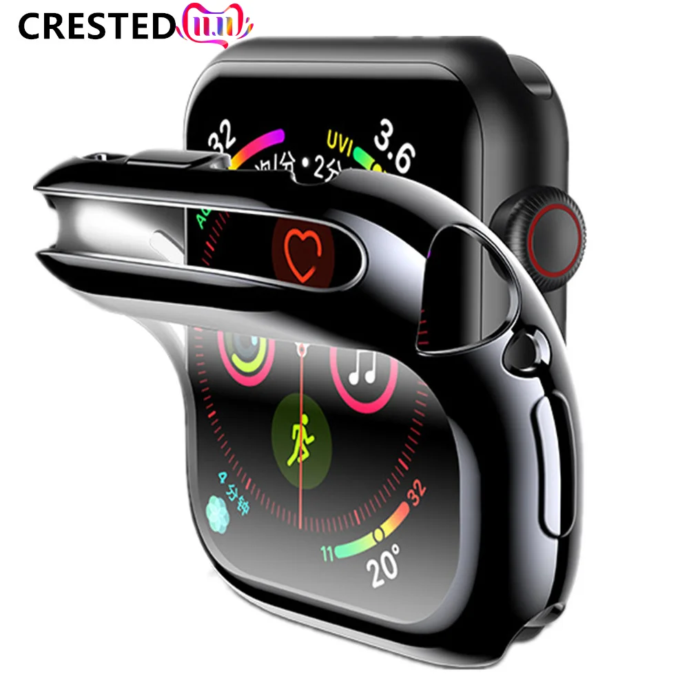 Чехол для Apple Watch band 44 мм 40 45 41 42 38 защитная пленка экрана iwatch силиконовый бампер watch