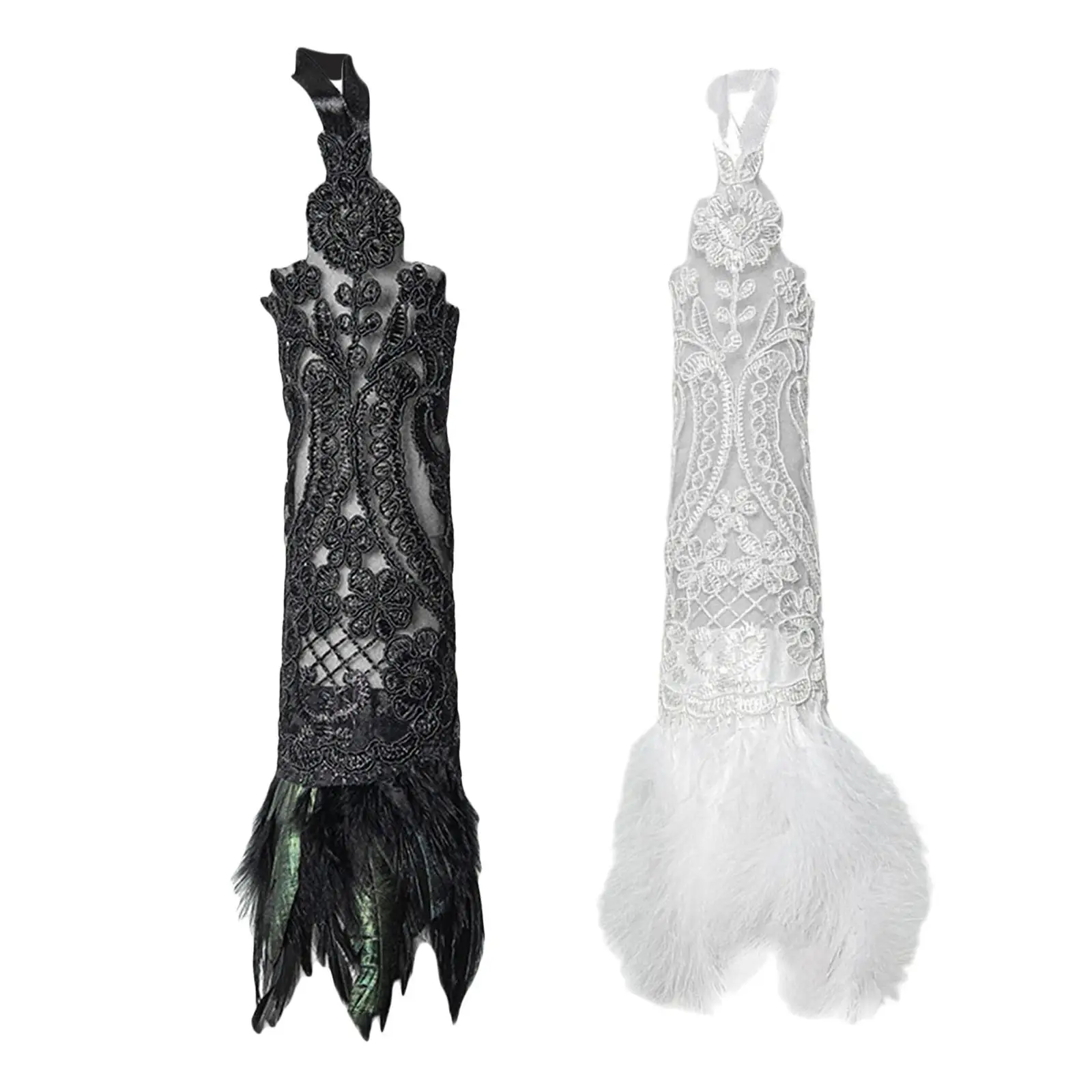 

Женские кружевные перчатки с перьями, браслет до локтя, манжеты на запястье, модный готический костюм в стиле стимпанк для вечерние ринки, костюма на Хэллоуин