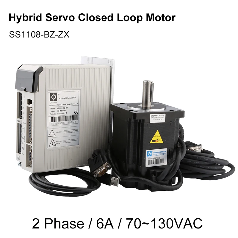 

Cwss1108-Bz-Zx Digital Display Closed Loop Stepper Motor Driver Set 70~130vac 6.0 A 2 Phase Nema34 Hybrid Servo Brake Motor