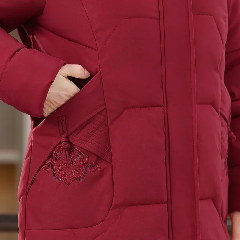 Зимние куртки женские парки с капюшоном 2024 элегантная толстая теплая женская