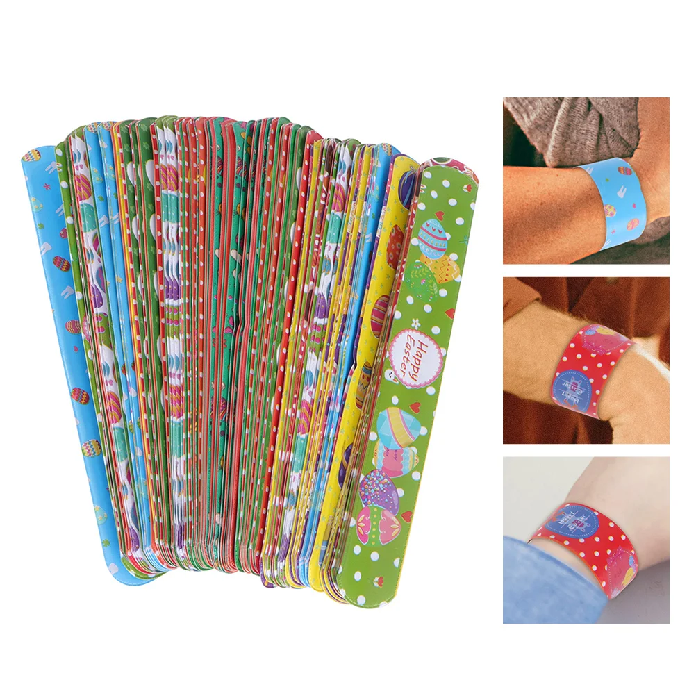 

Easter Slap Bracelet Snap Bracelets Wristband Kids Party Bunny Ruler Wrist Bands Supplies Spring Favor Egg Rabbit Toy Costume