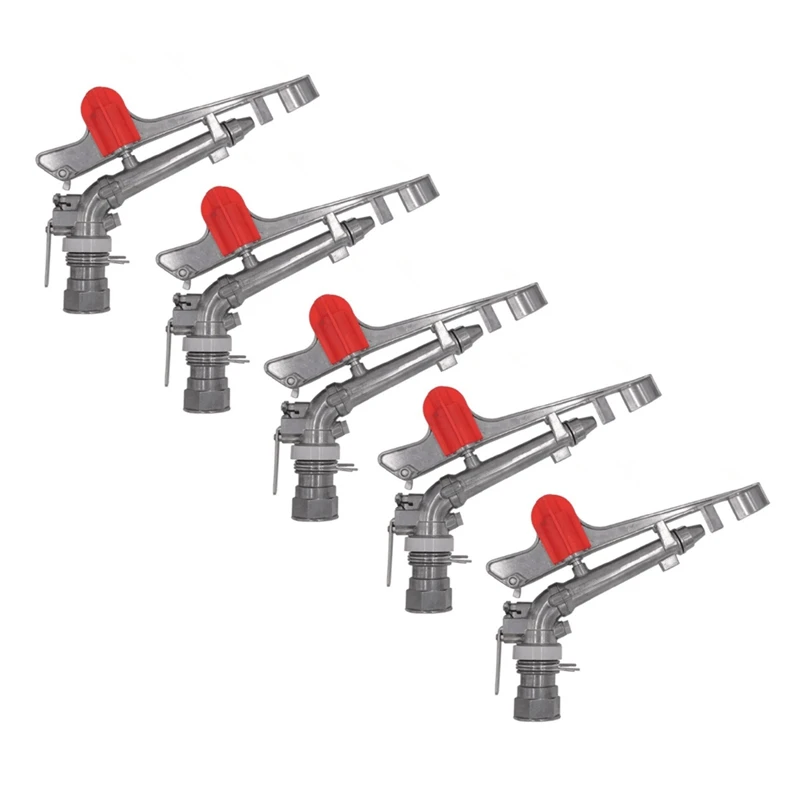

New 5X Zinc Alloy Nozzle Irrigation Sprinkler Water System 360 Degrees Adjustable Rain Spray Field Sprinklers 1.5 Inch