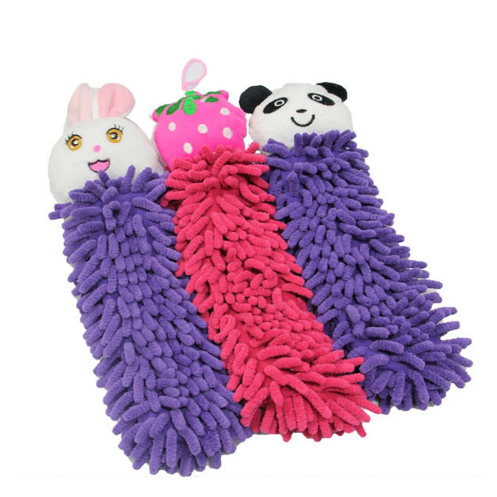 

Kitchen Chenille Towels Wall Hanging Hand Face Wipe Towels Animal Shape Bathroom Washcloths Handkerchief Random Color