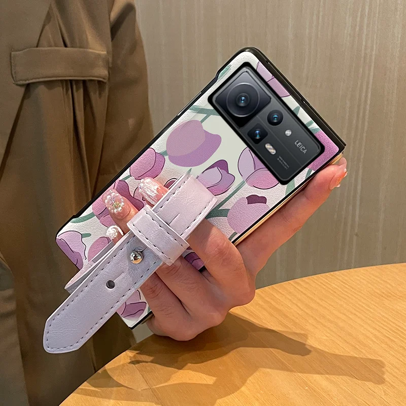 

Tulip Wristband Bracket Fold Case for Xiao-mi Mix Fold 2 Case for Mi Mix Fold 2 5G Case