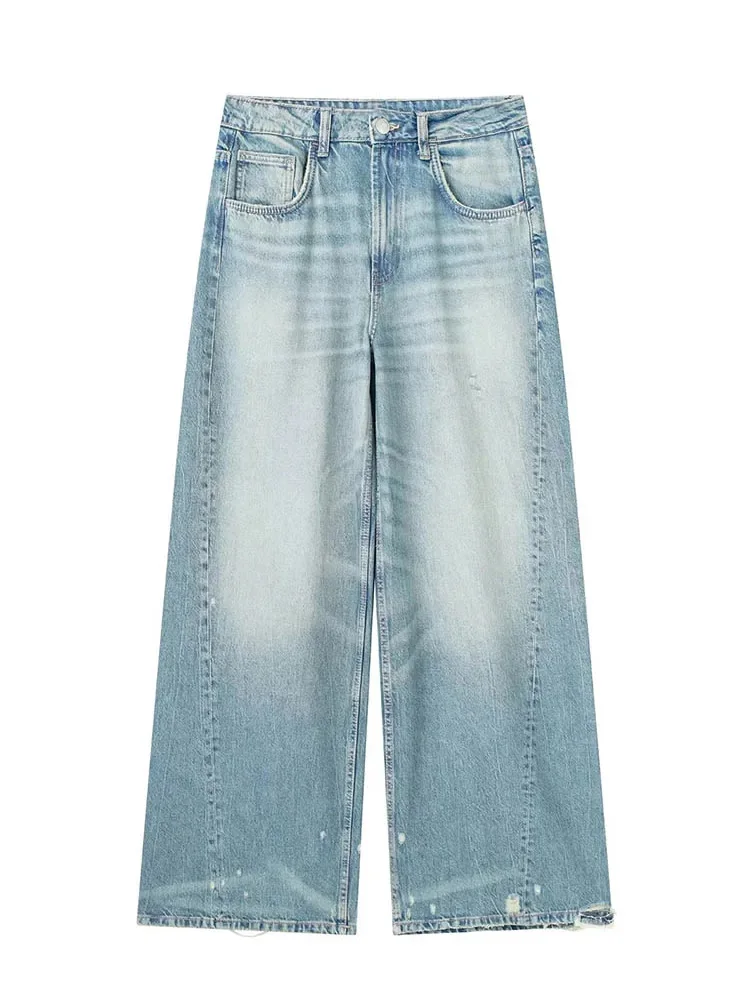 

HH TRAF Women's Wide Leg Baggy Jeans High Waisted Stretch Loose Jean Trendy Denim Pants Y2K Zipper Female Fashion Long Pant