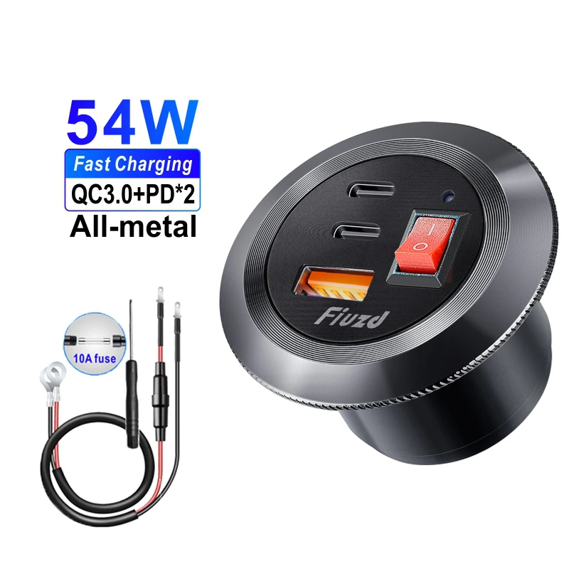 

Розетка 12 В Зарядное устройство USB Быстрое автомобильное зарядное устройство Розетка 12 В/24 В с переключателем Автомобильный адаптер для зарядки Quckly Розетка