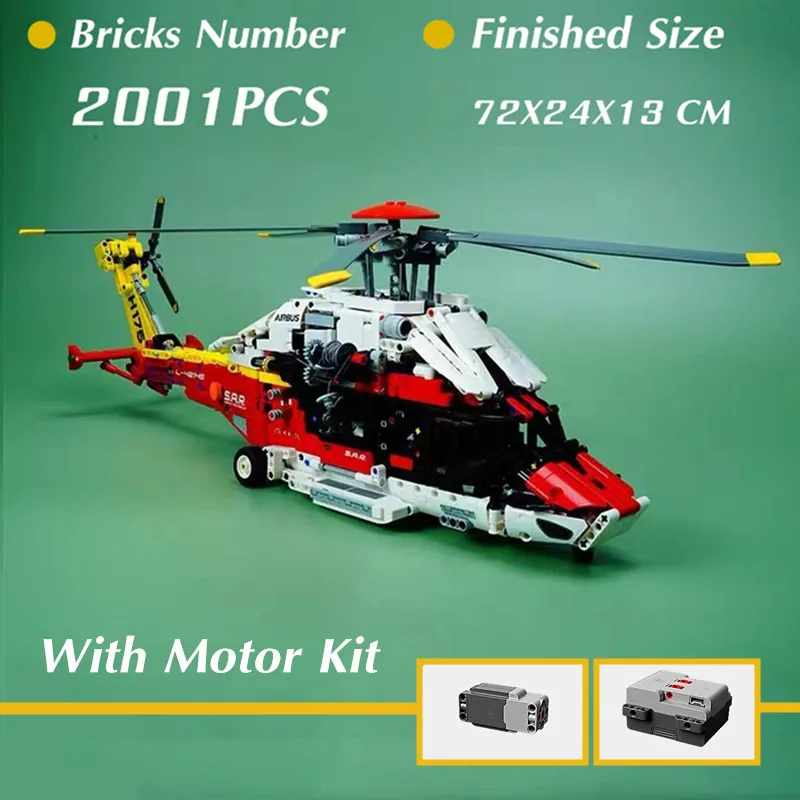 

2001PCS FIT 42145 Airbus H175 Rescue Helicopter Plane Aircraft Model Building Block Bricks Toy for Gift Boys Toys Diy Set