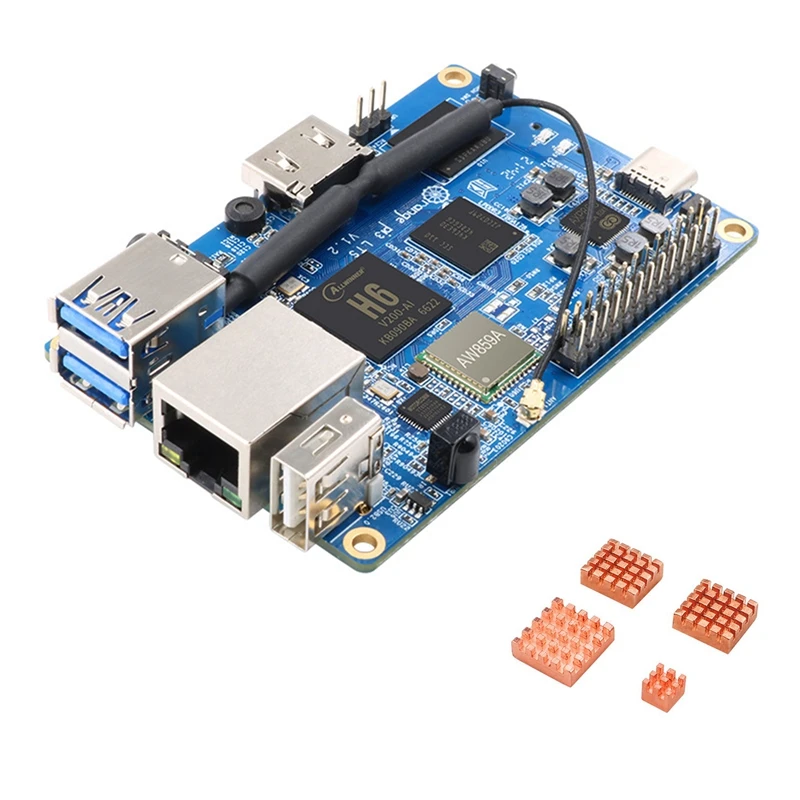 

For Orange Pi 3 LTS Development Board+Heat Sink H6 2G DDR3 8G EMMC Open Source Board For Android 9.0 Ubuntu Debian OS