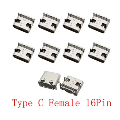 USB разъем типа C женский 2/6/16 pin для пайки