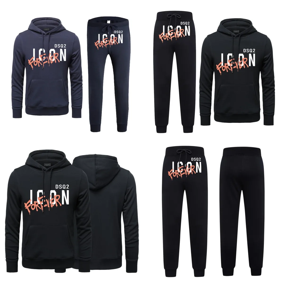 

DSQICOND2 Модный хлопковый костюм для пары с буквенным принтом DSQ2 Модный свитшот с круглым вырезом толстовка спортивные штаны TZ DM924
