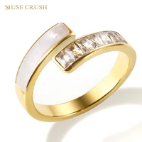 muse crush luxury shiny crystal ring for women men jewelry stainless steel cz finger rings fashion wedding party promise rings